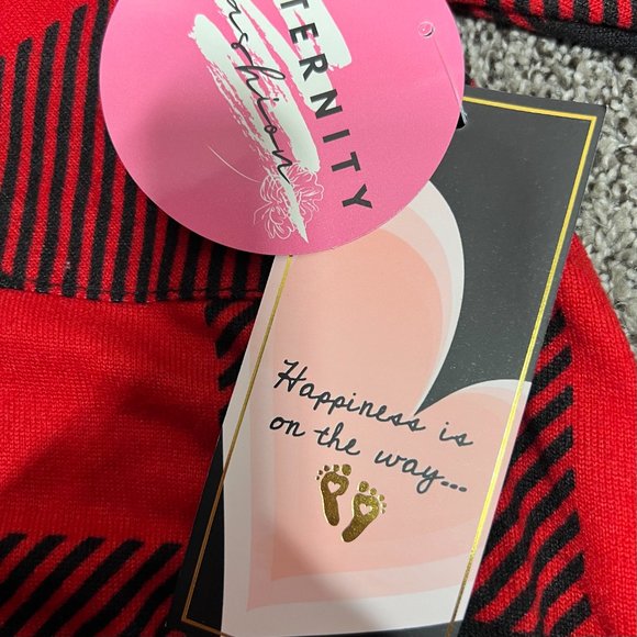 Maternity Love Womens Red Black Plaid Long Sleeve Soft Button-Up Shirt Size M - Picture 9 of 13